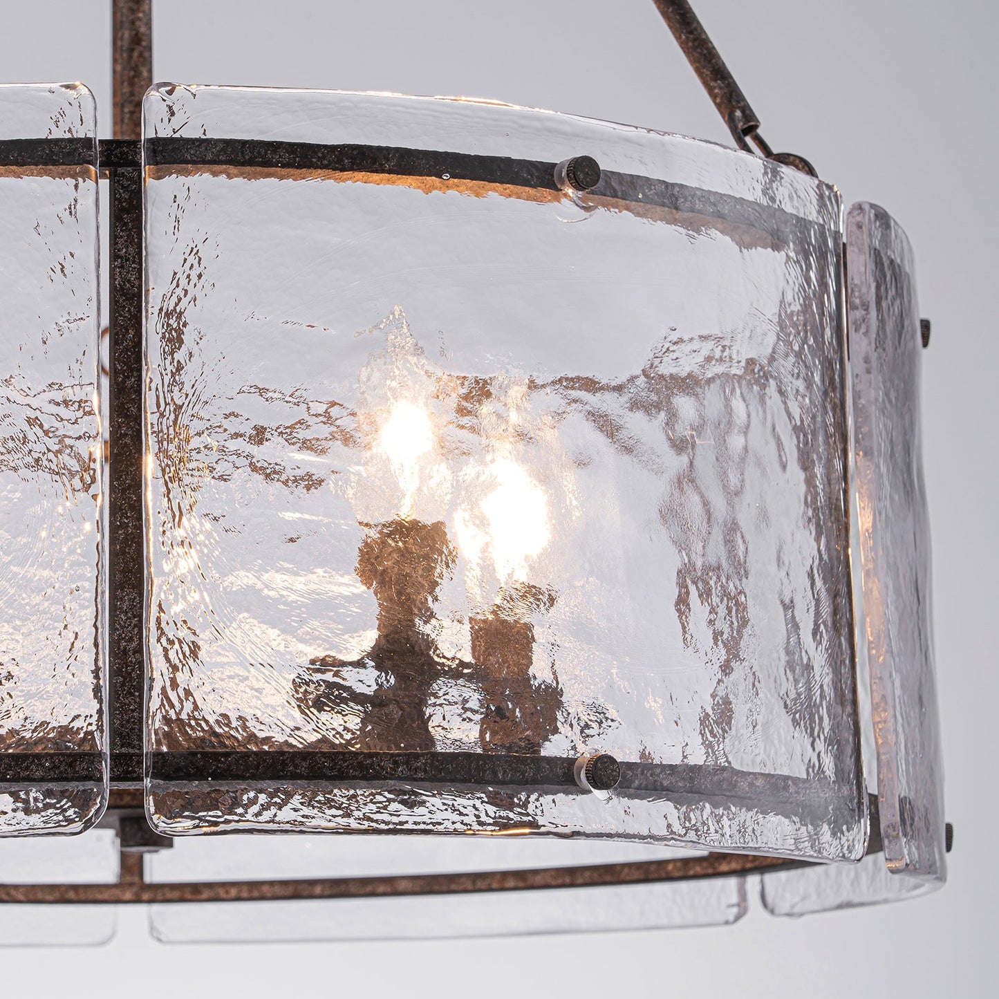 Coriander Farmhouse Water Ripple Glass Drum Chandelier