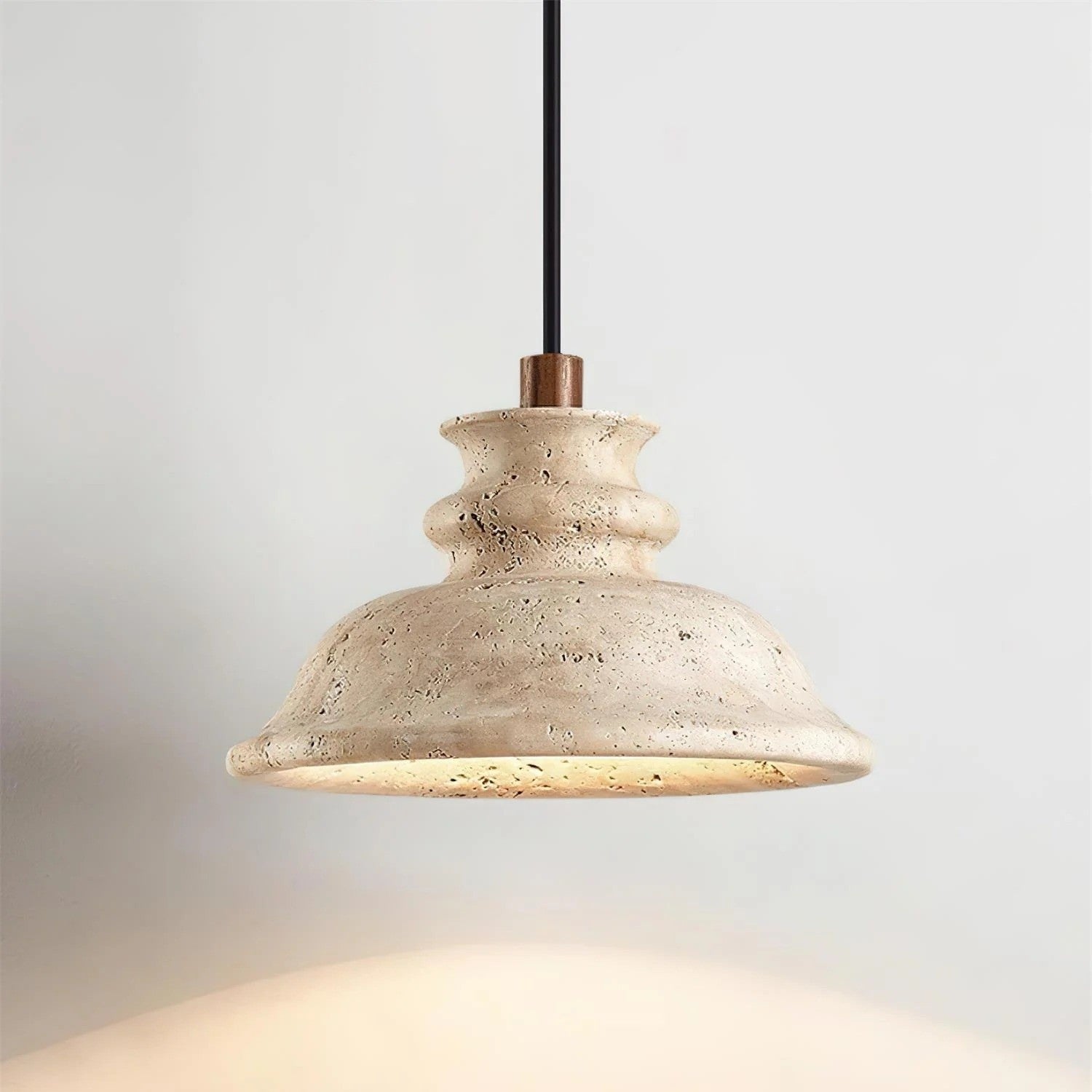 Jones Wabi Sabi Natural Sculpted Travertine Pendant Lamp