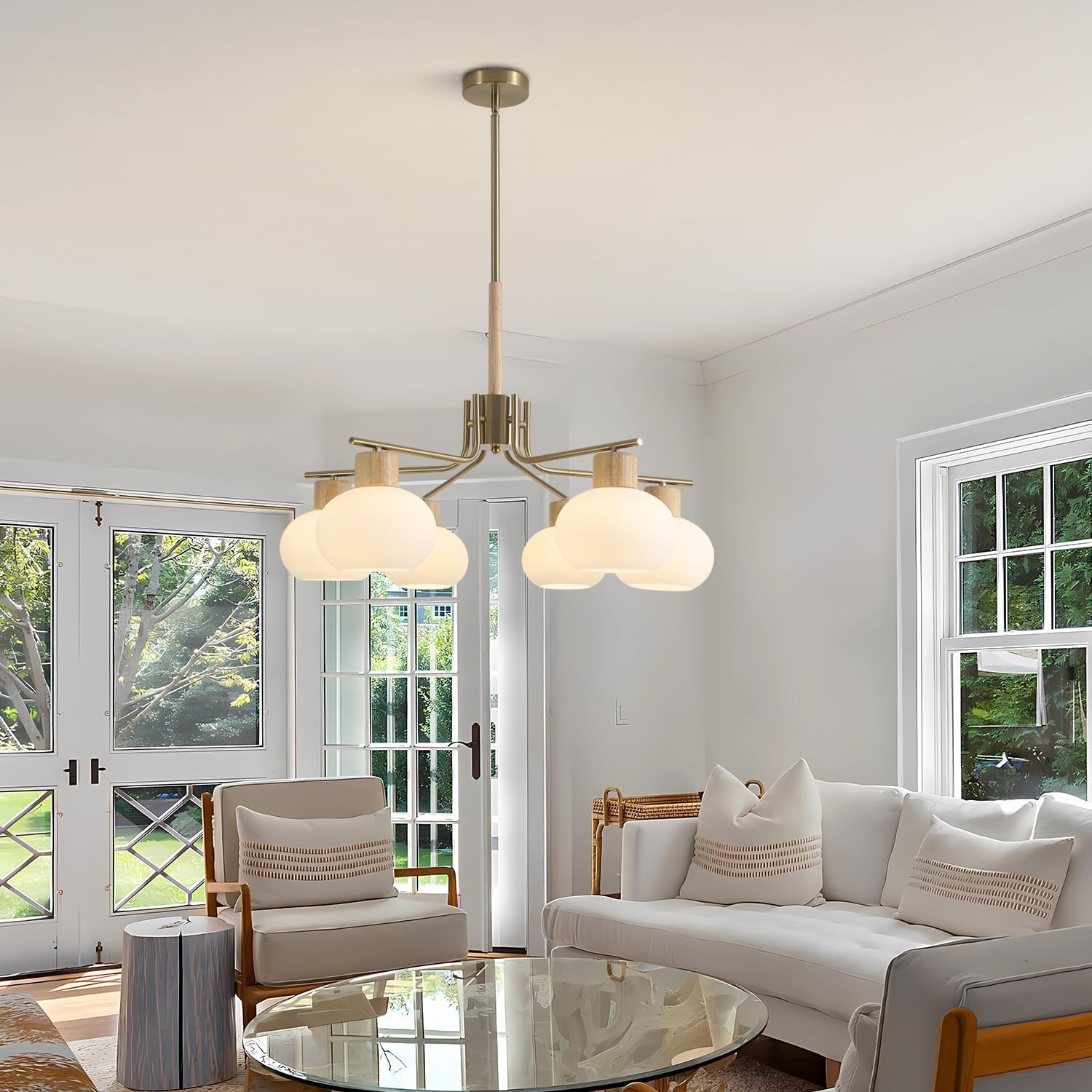 Jesper Gold Modern Frosted Glass Chandelier