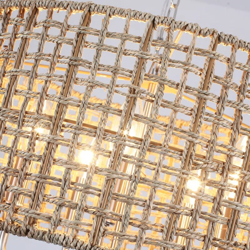 Arlo Bohemian 5 Light Natural Rattan Drum Chandelier