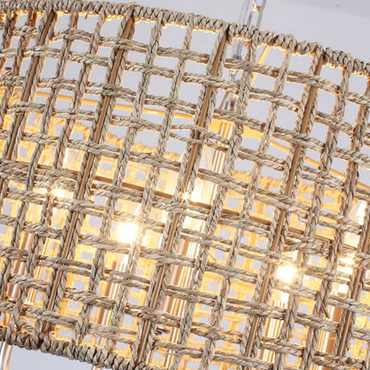 Arlo Bohemian 5 Light Natural Rattan Drum Chandelier