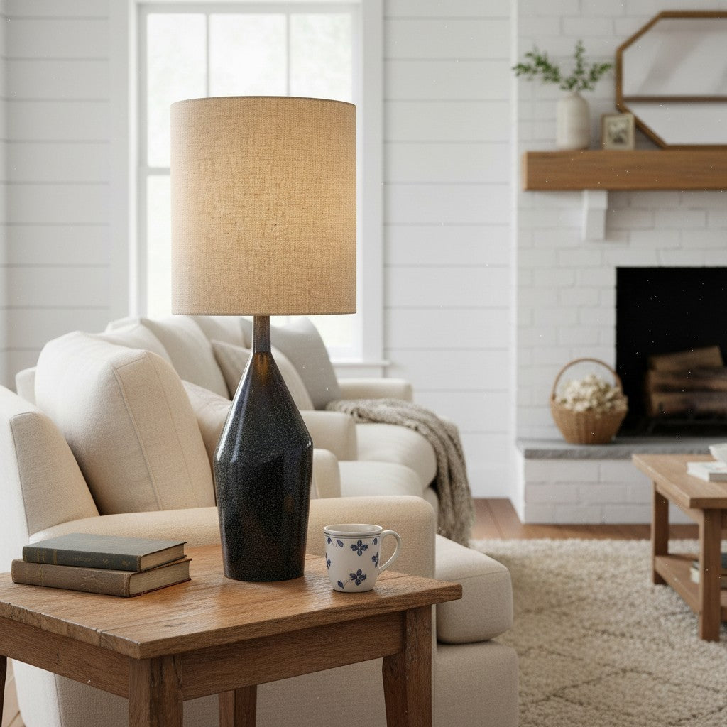 Daphne Vintage Ceramic Linen Shade Table Lamp