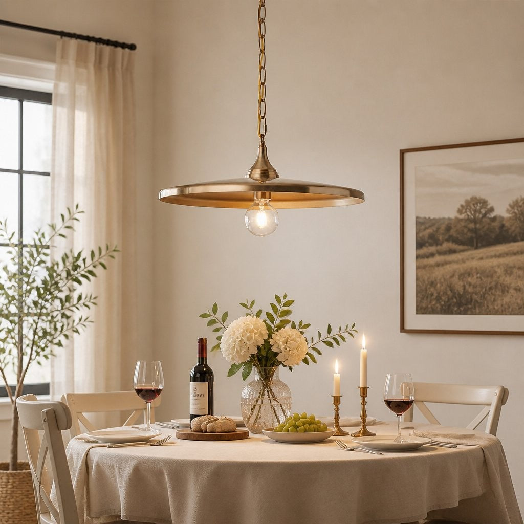 Adley Mid-Century Brass Disc Pendant Light
