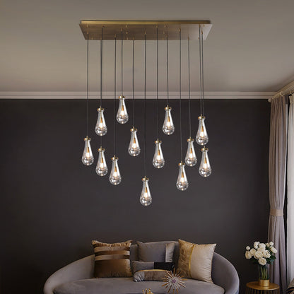 Peregrine Modern All-copper Crystal Raindrop Linear Chandelier