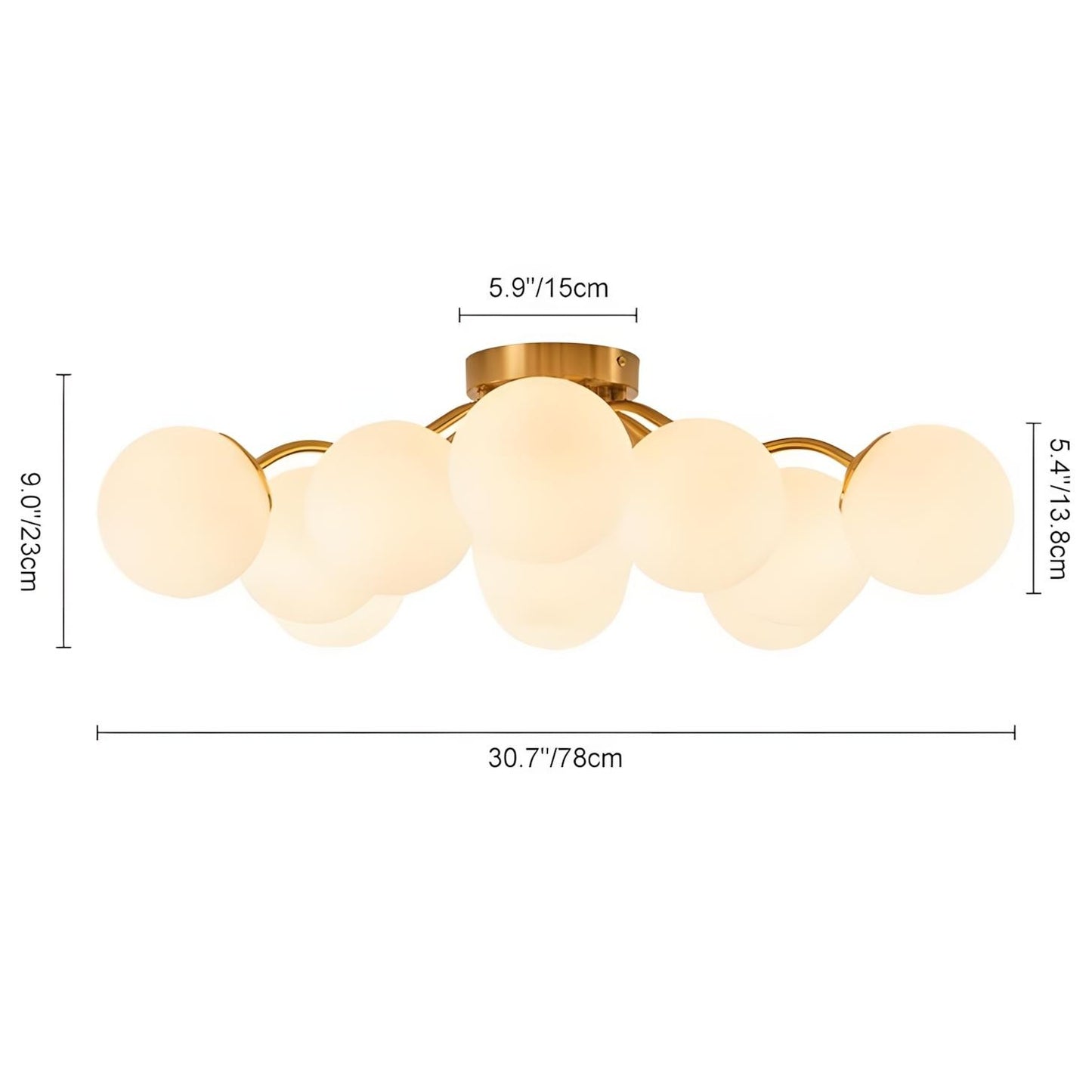 Anwen Mid Century Glass Brass Sputnik Bubble Chandelier