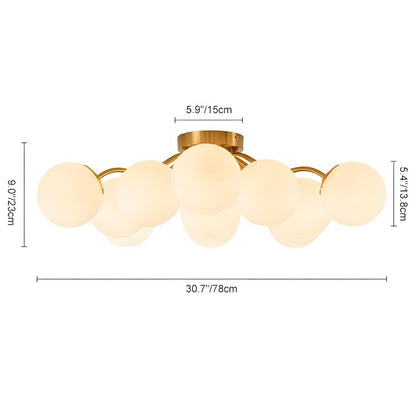 Anwen Mid Century Glass Brass Sputnik Bubble Chandelier