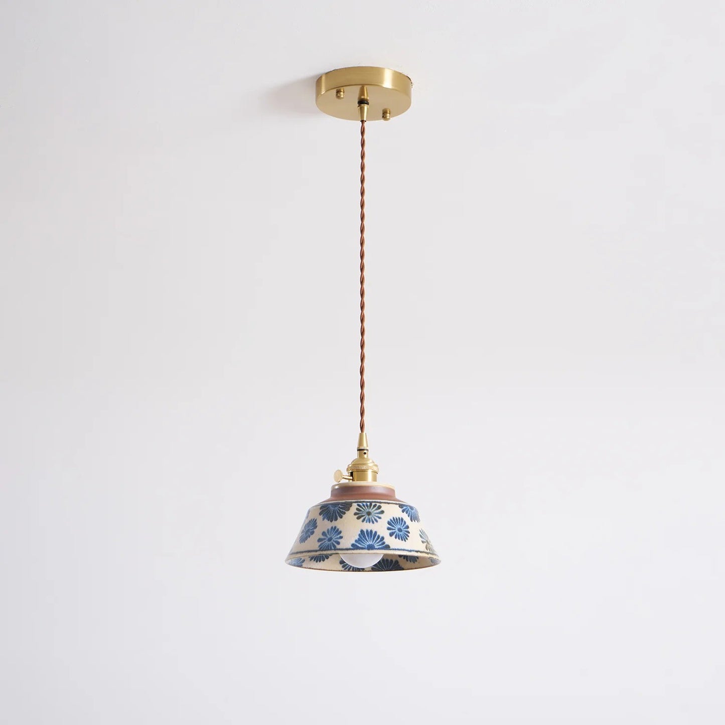 Hussein Vintage Hand-painted Ceramic Pendant Light