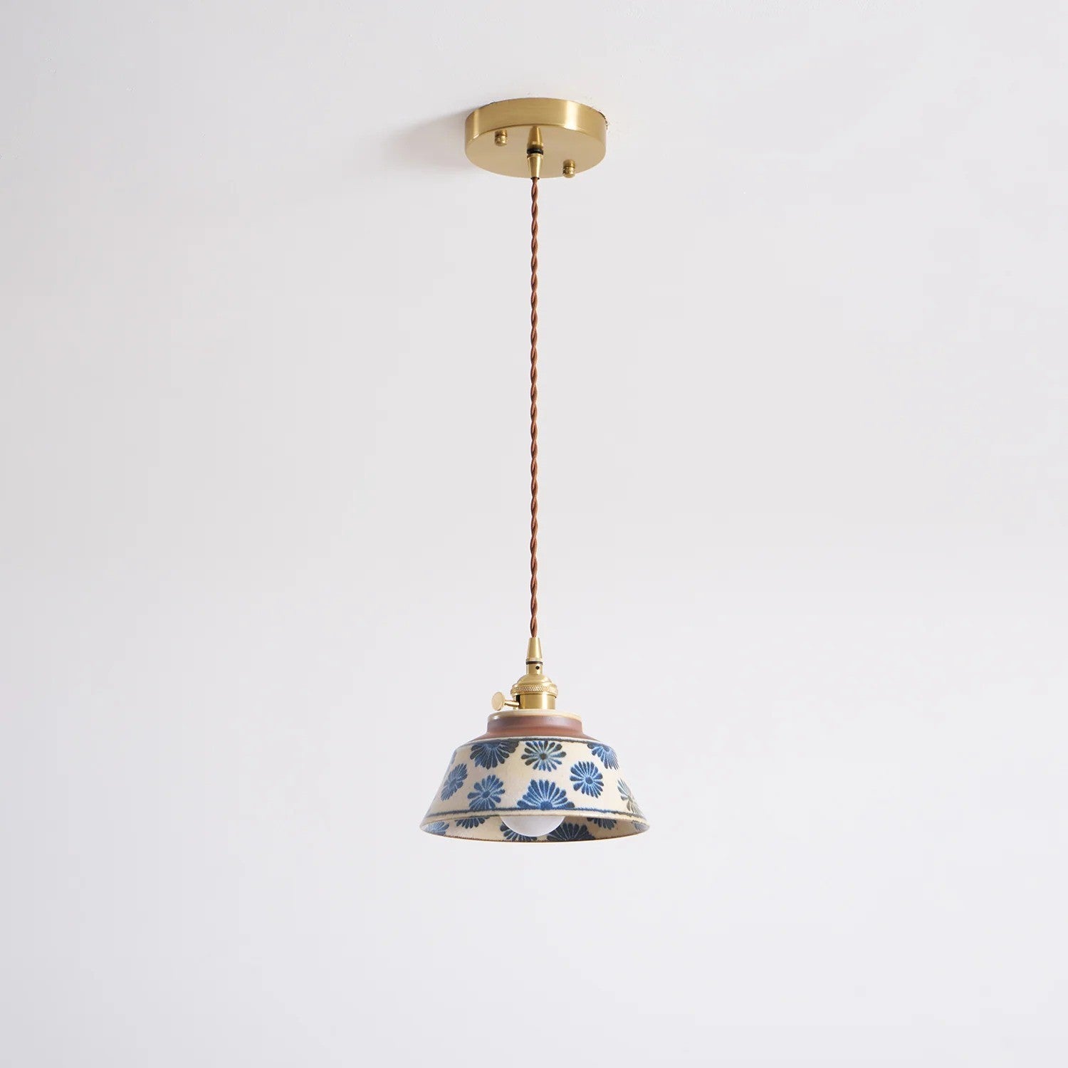Hussein Vintage Hand-painted Ceramic Pendant Light