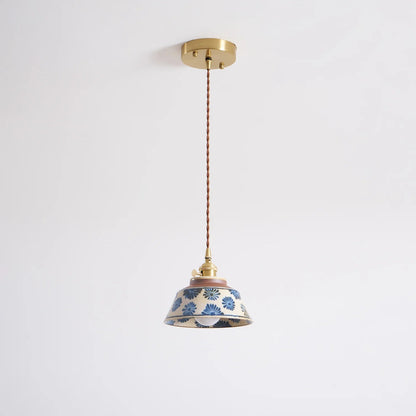 Hussein Vintage Hand-painted Ceramic Pendant Light