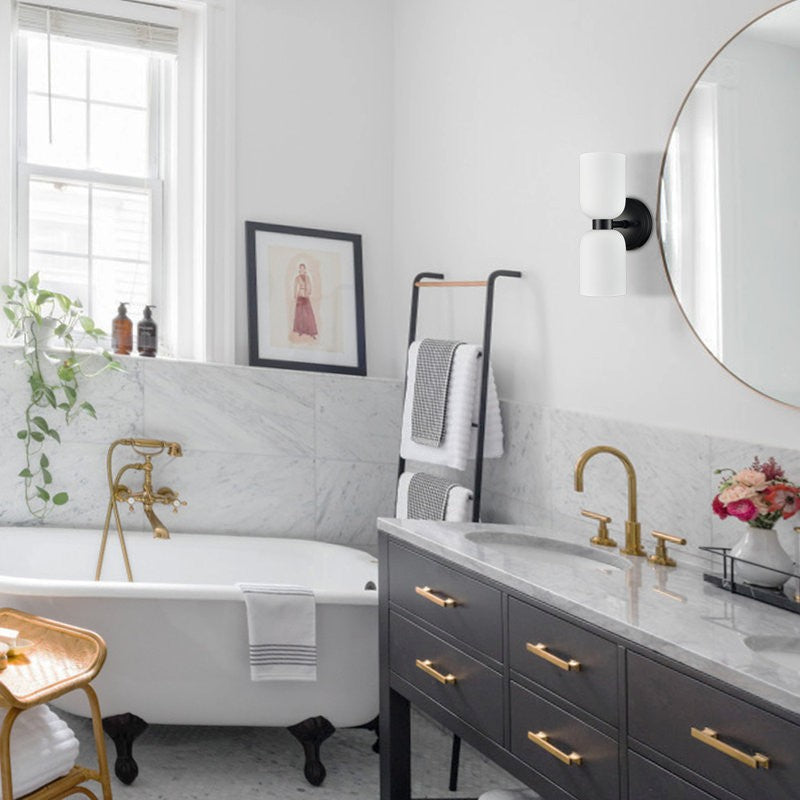 Mynith Milky Glass Tube Up Down Vanity Wall Sconce