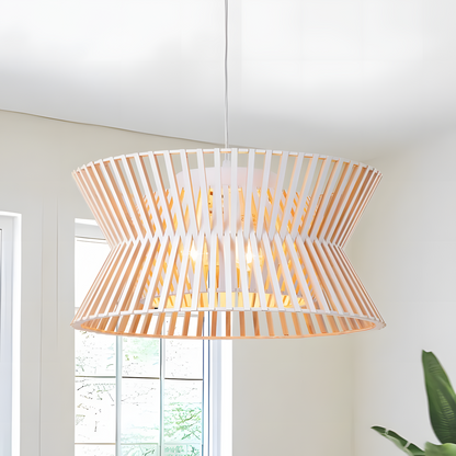 Freja Boho Wood Drum Chandelier
