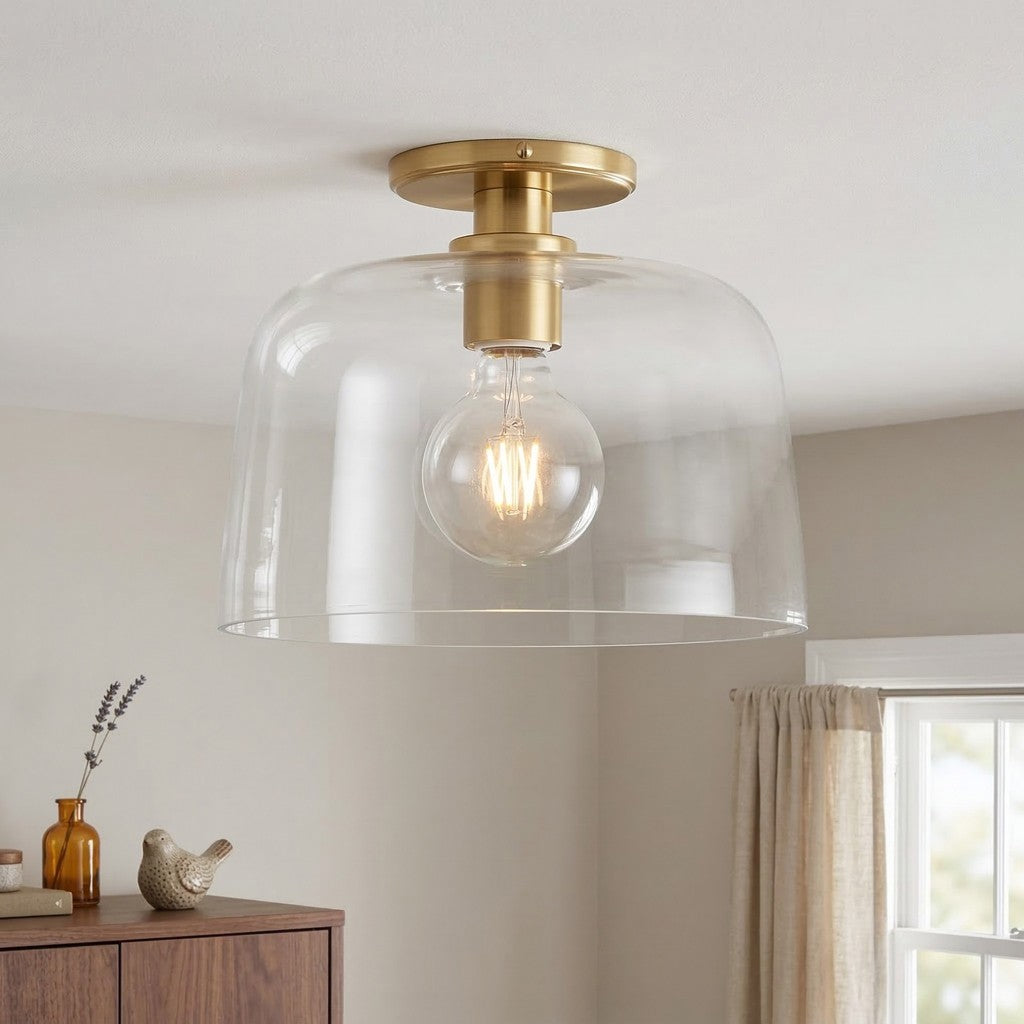 Hannahlee ‎Minimalist Glass Semi Flush Mount Ceiling Light
