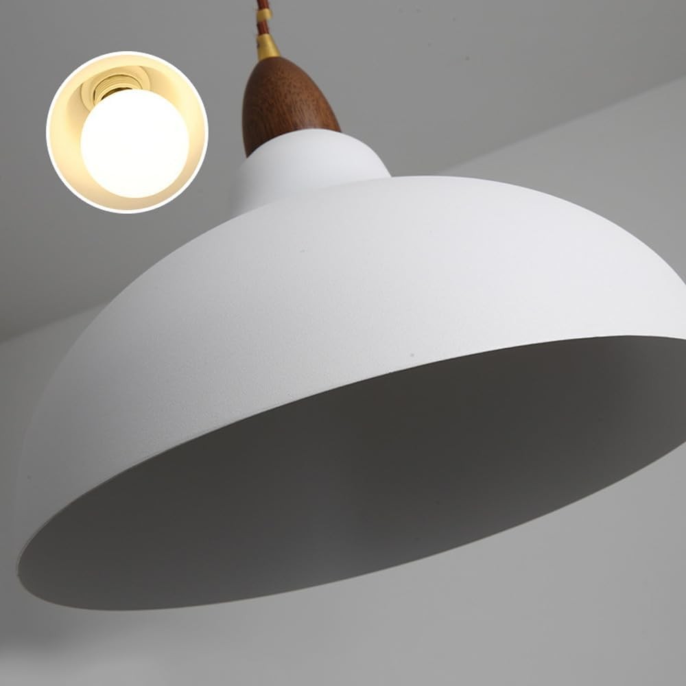 Zarek ‎Minimalist Walnut Wrought Iron Bowl Shaped Pendant Light