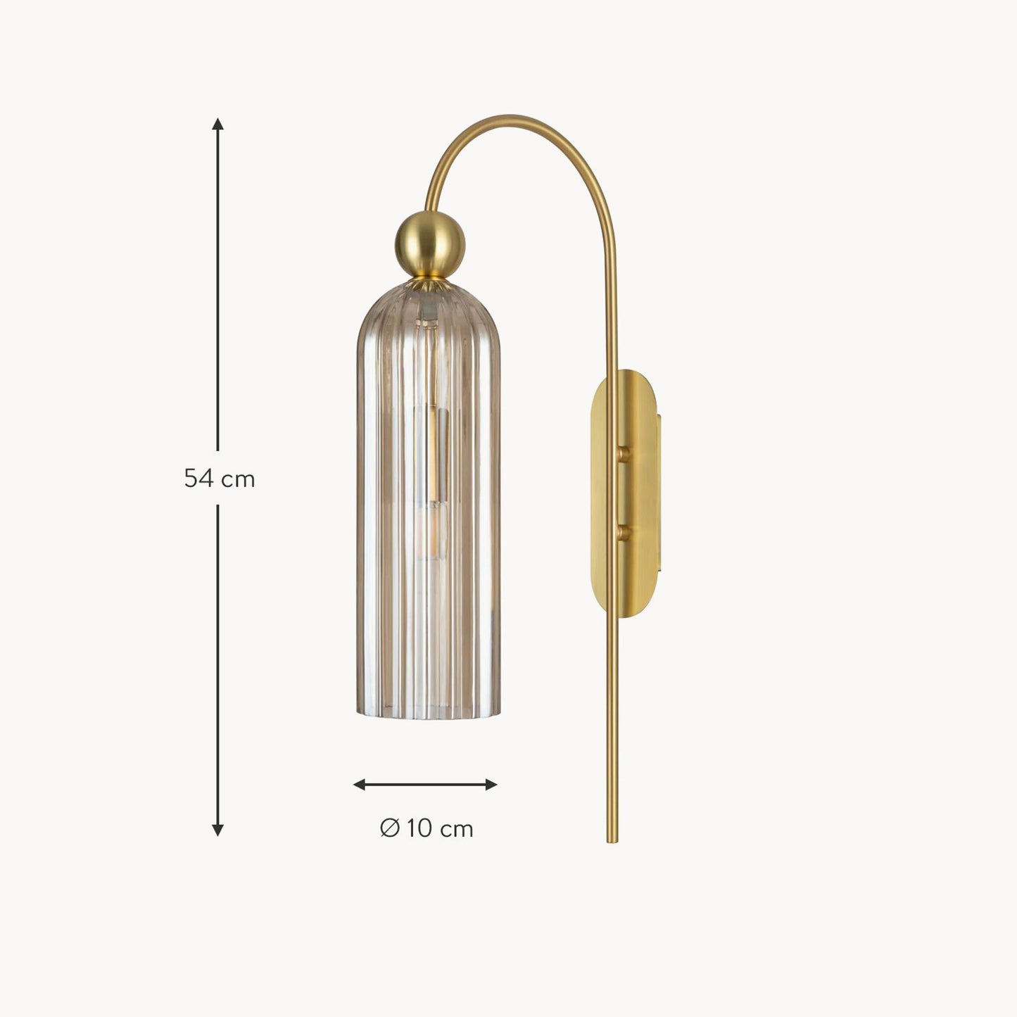 Emrys Modern Gold Fluted Glass Cylinder Sconce