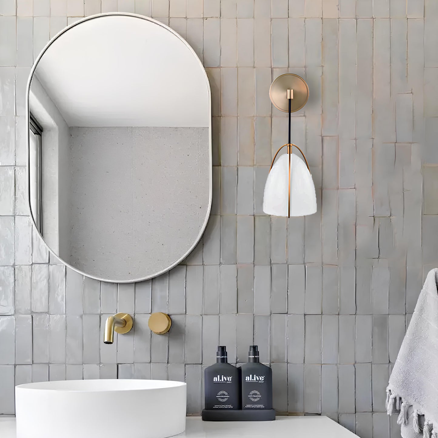 Aeryn White One Light Dome Shade Wall Sconce