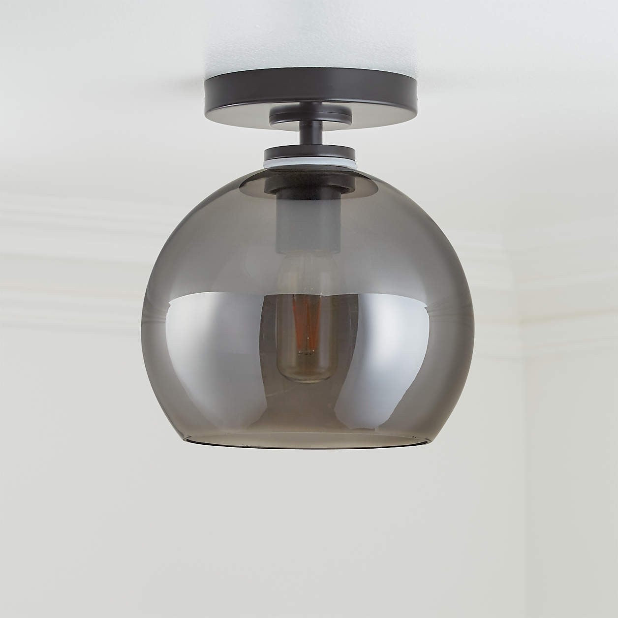 Pawson Minimalist Round Glass Brass Flush Mount Ceiling Light