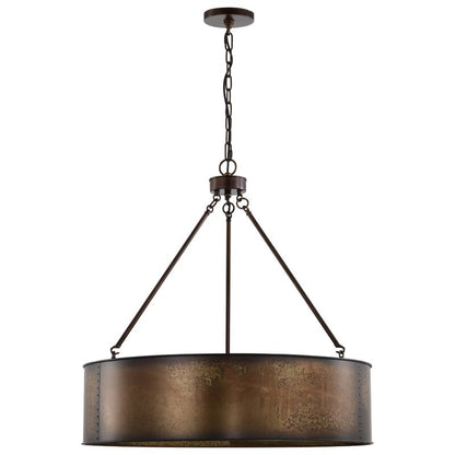 Ezra Vintage Bronze Industrial Pendant Light with Drum Shade