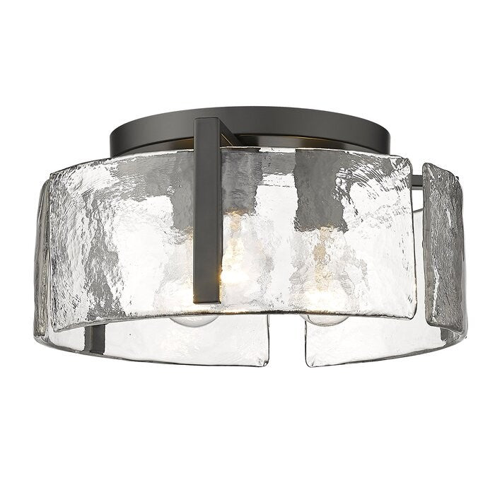 Ozu Modern Water Ripple Glass Drum Flush Mount Light