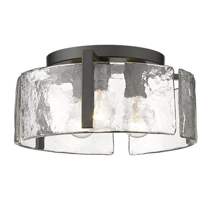 Ozu Modern Water Ripple Glass Drum Flush Mount Light