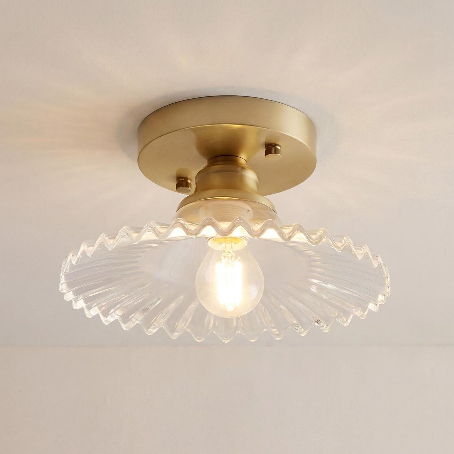Zenon Retro Gailon Glass Semi Flush Mount Ceiling Light
