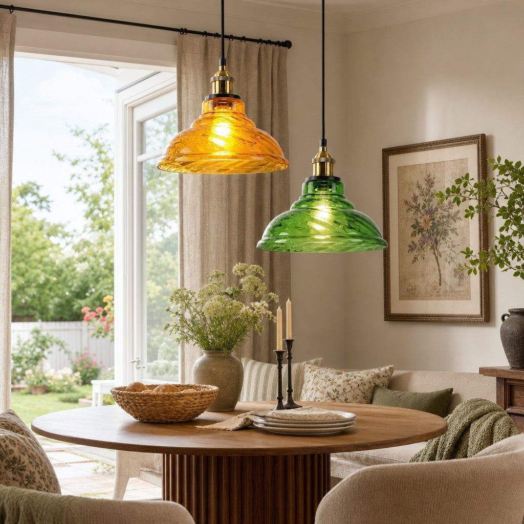 Benjin Modern Colorful Trumpet Glass Pendant Light
