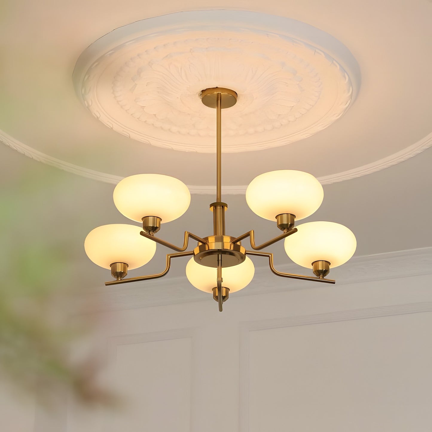 Shadella Modern Cream Glass Bauhaus Chandelier