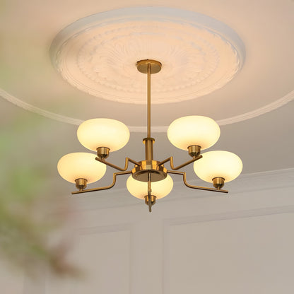 Shadella Modern Cream Glass Bauhaus Chandelier