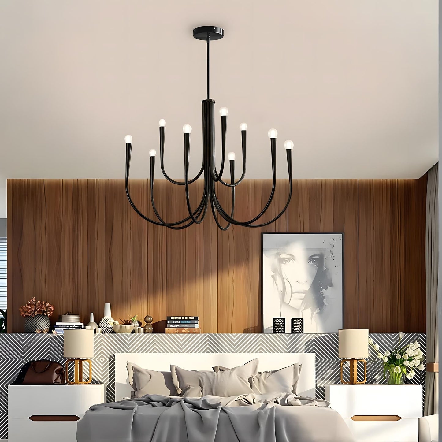 Luren Light Luxury Candle Iron Branch Chandelier