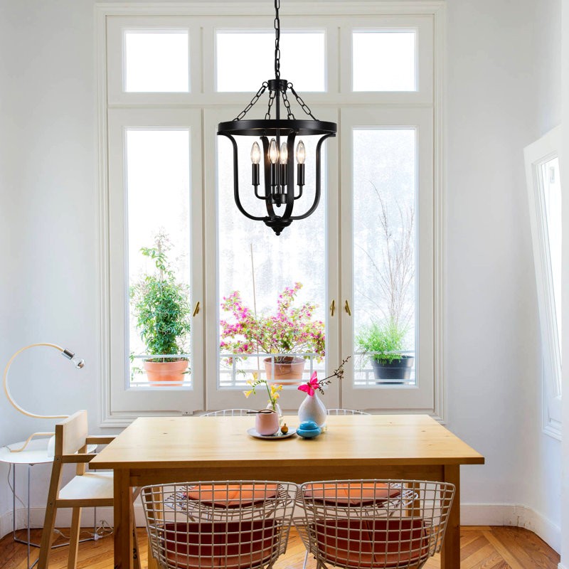 Richardson Industrial Black Wrought Iron Cage Pendant Light