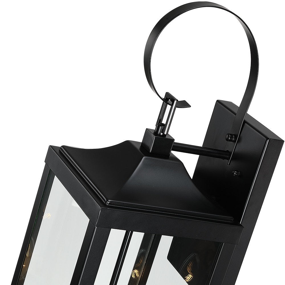 Phelon Large Black Metal Lantern Outdoor Wall Sconce