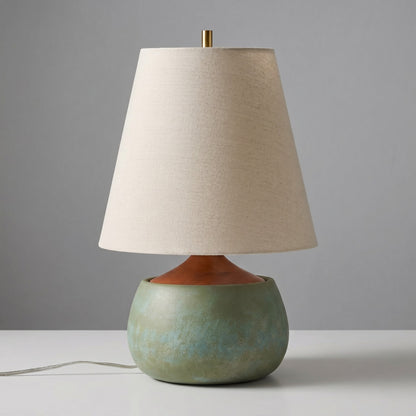 Velmira Mid-Century textile lamp shade Cement Table Light