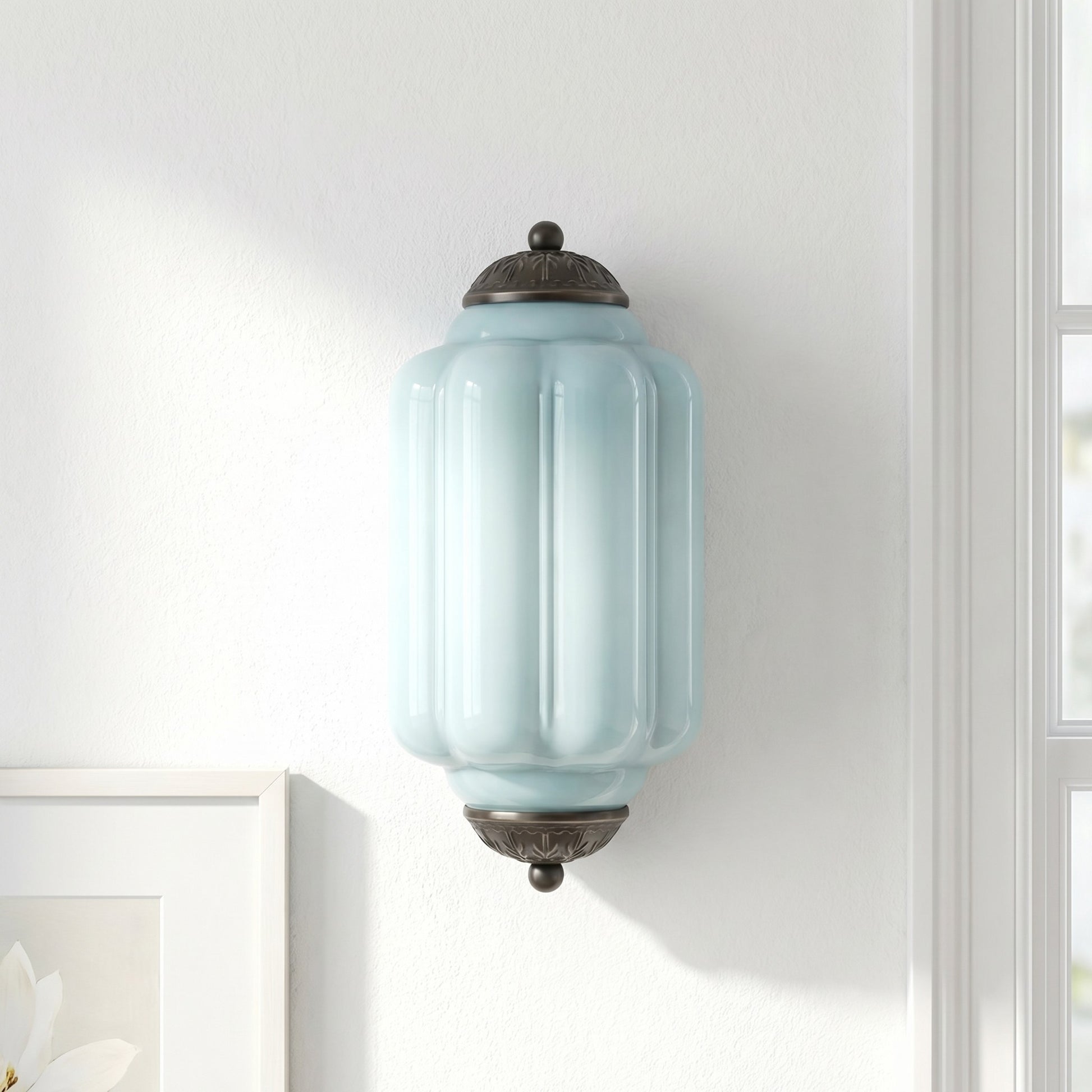 Michael Vintage Eloise Milk Glass Flush Wall Light