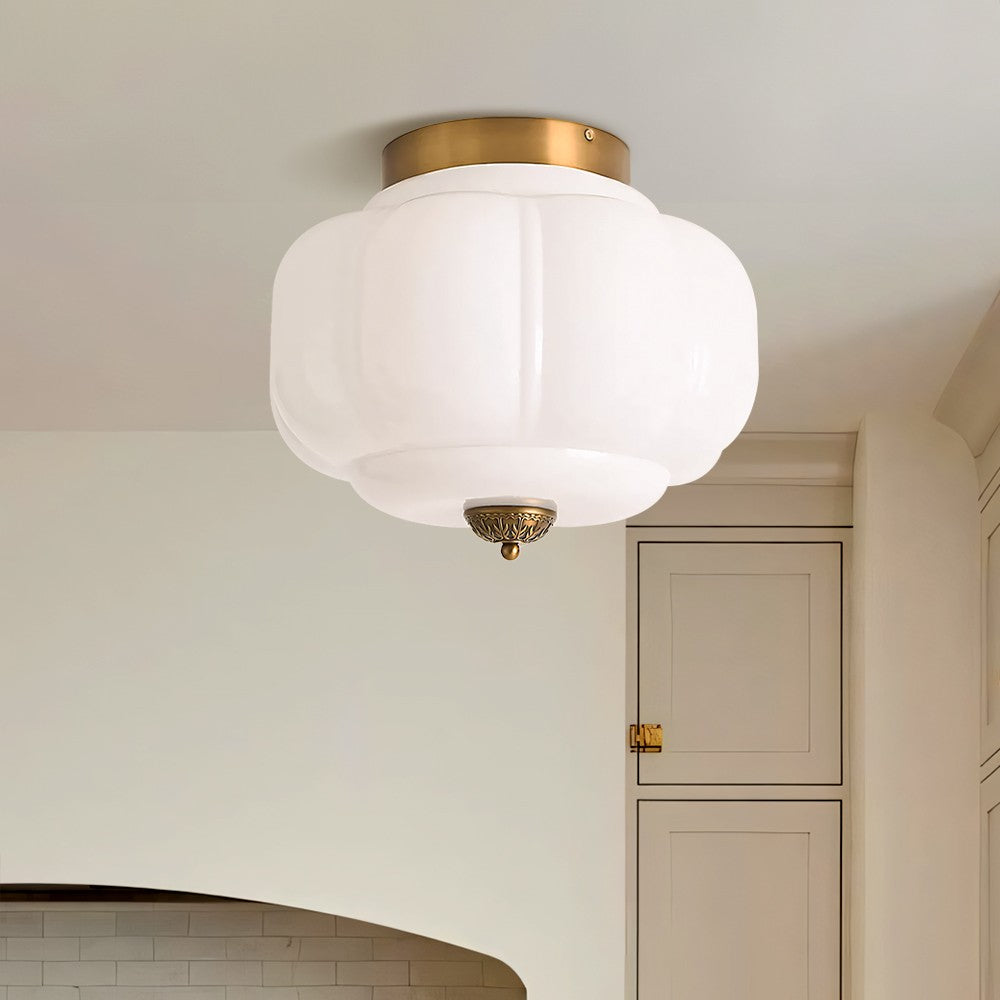 Ozita Retro Milk Glass Semi Flush Mount Eloise Ceiling Light