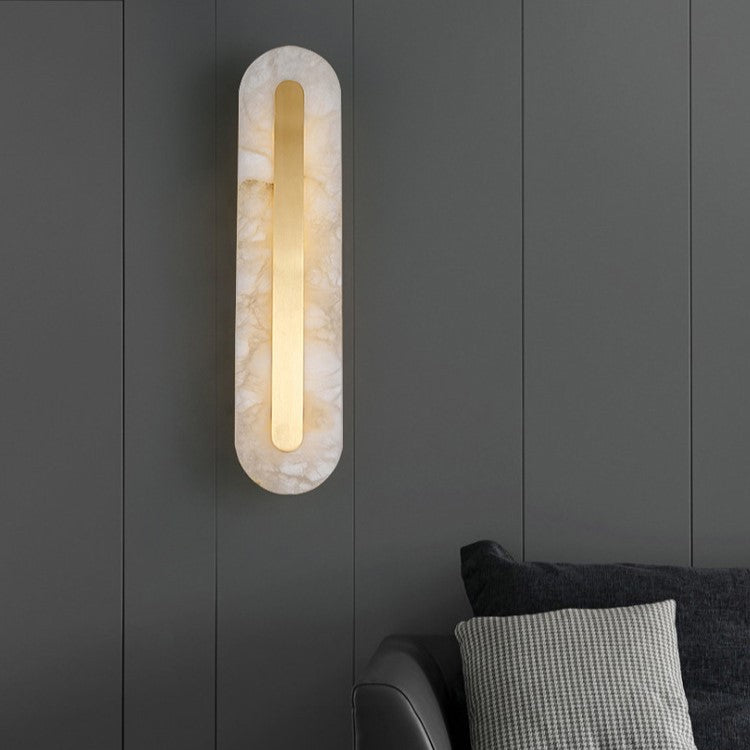 Ozeki Minimalist Brass And Genuine Alabaster Sconce