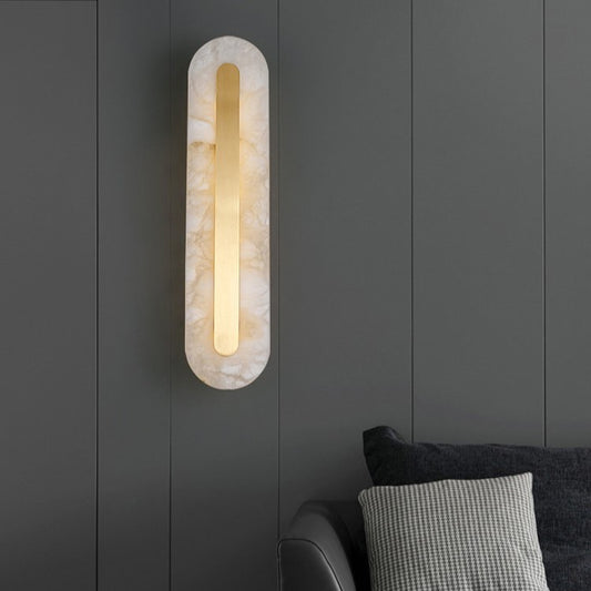 Ozeki Minimalist Brass And Genuine Alabaster Sconce
