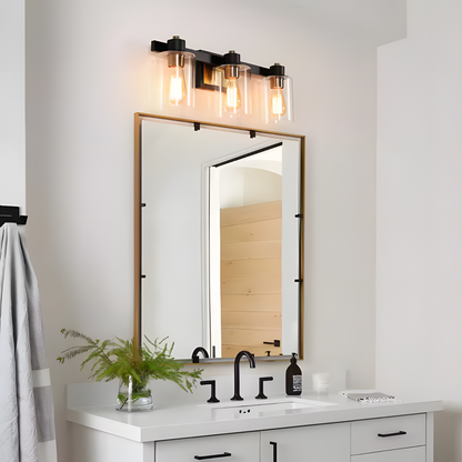 Dyril Modern Matte Black Cylinder Glass Sconce