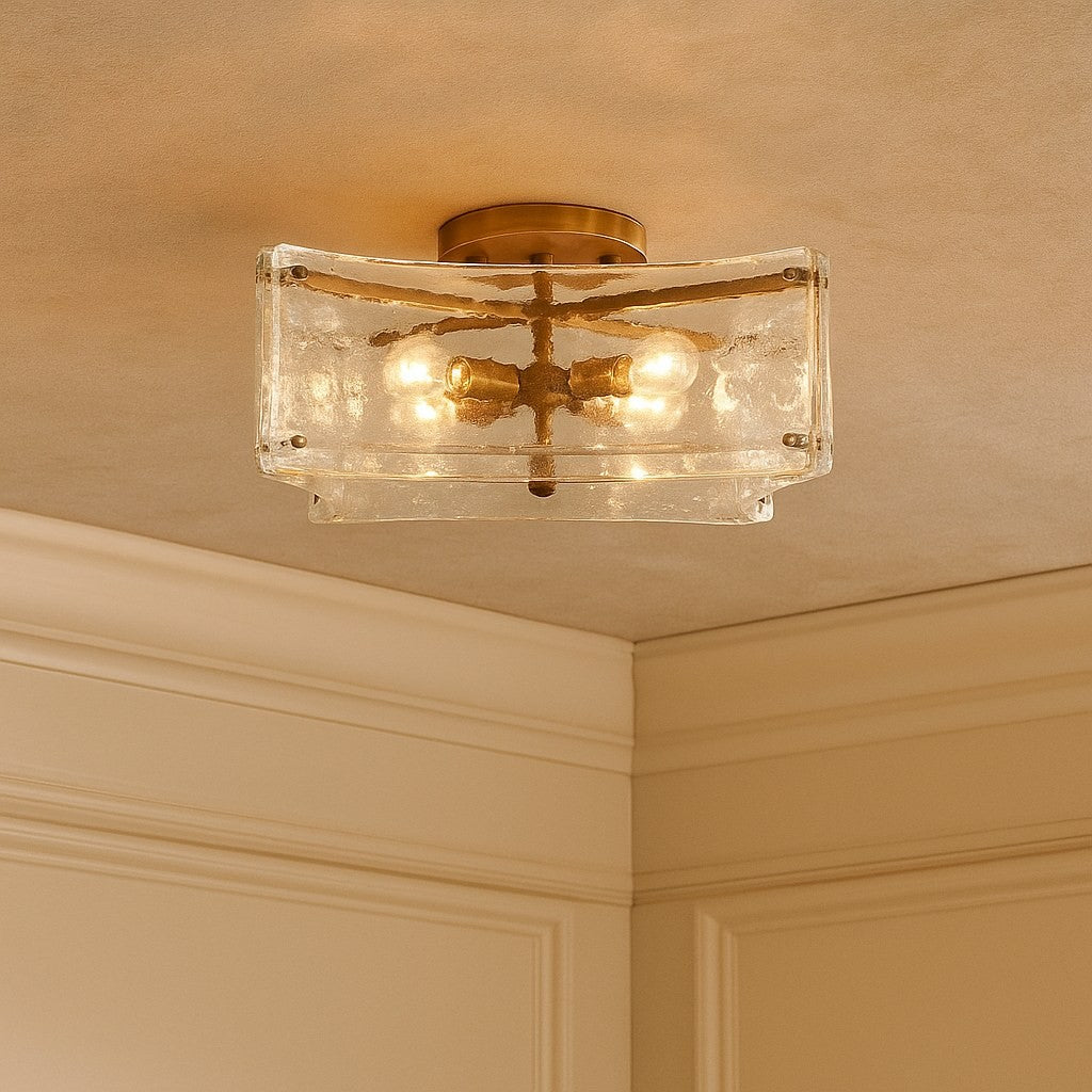 Luke Luxury 4-Light Textured Cast Glass Flush Mount Ceiling Light