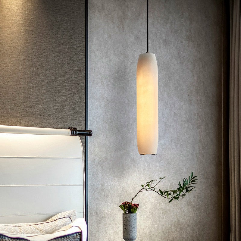 Guido Flute Cylindrical Alabaster Pendant Light