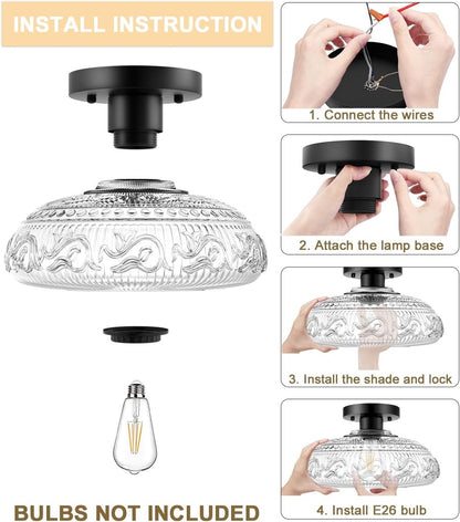 Cassandra American Country Patterned Glass Ceiling Light