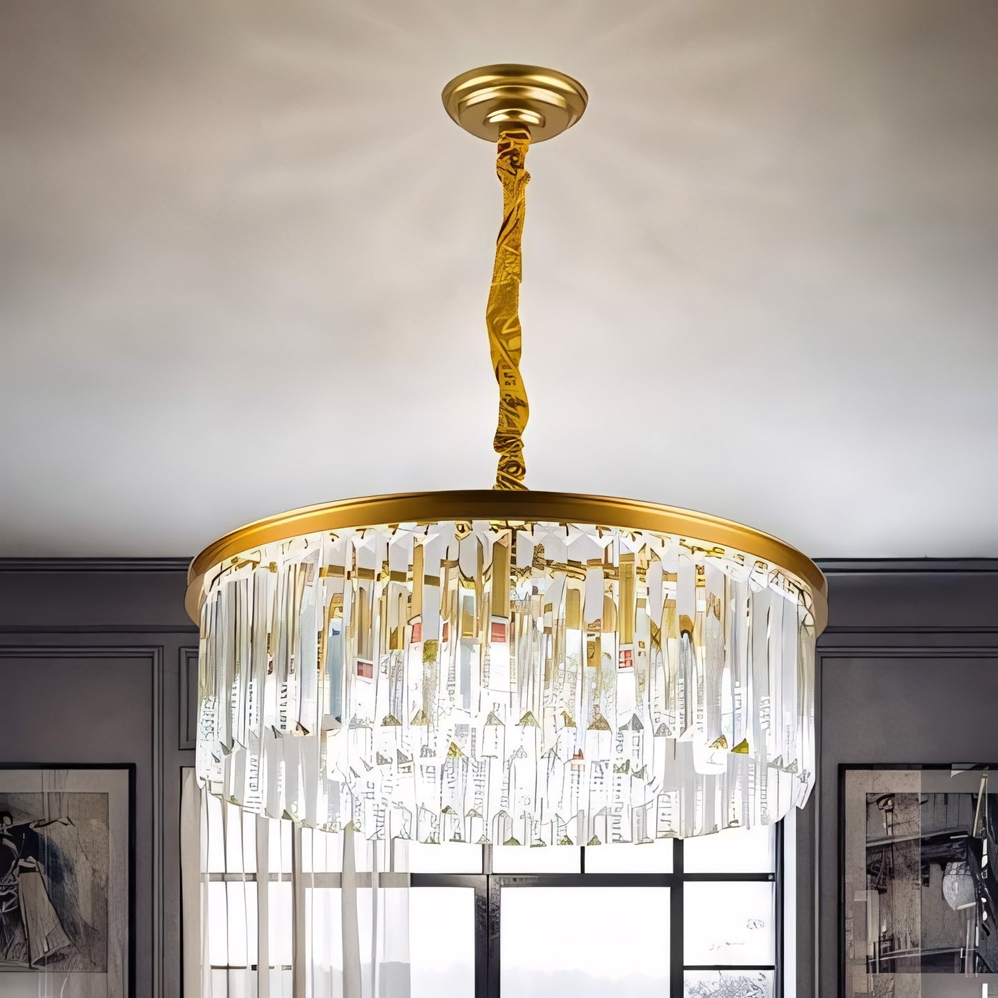 Braxion Modern Crystal Raindrop Round Chandelier