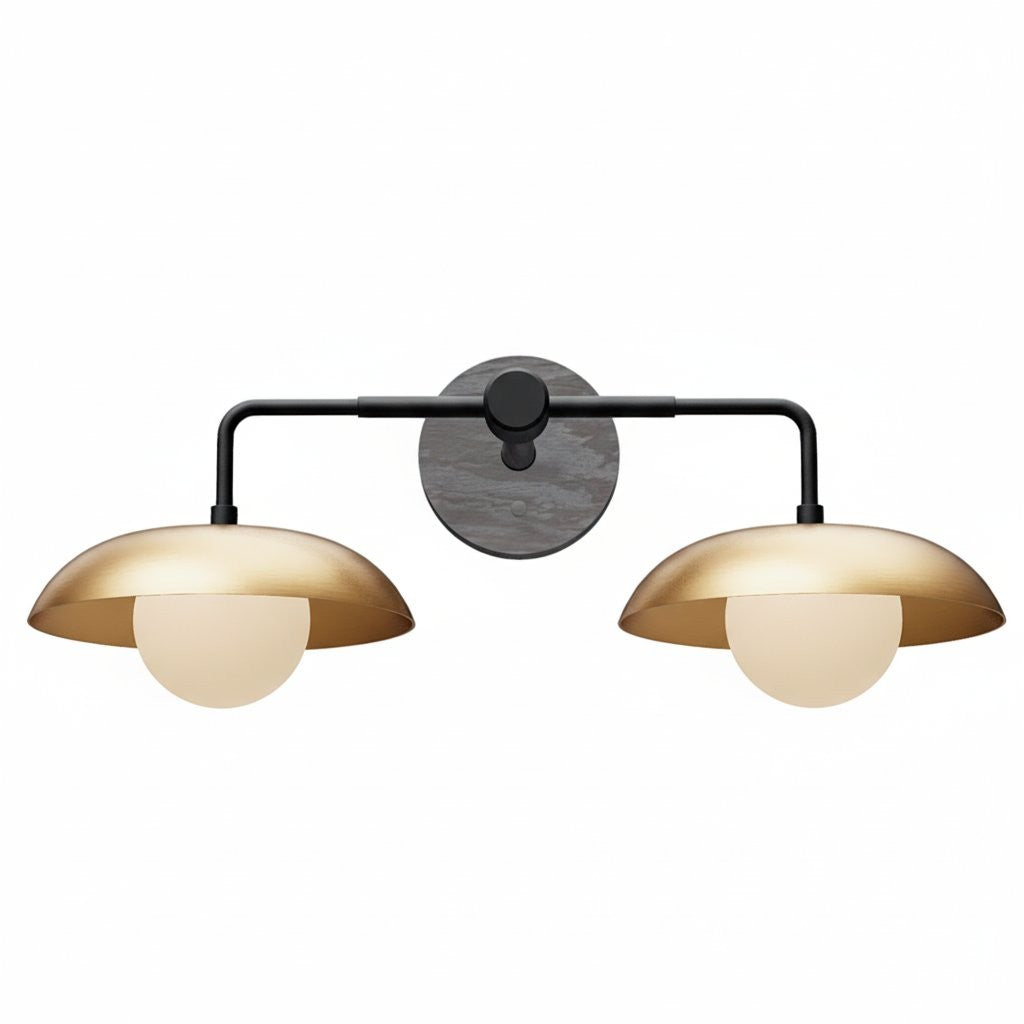 Katya Mid-century Wood Metal Double Dome Wall Sconce