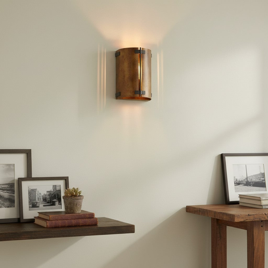 Zoe Industrial Rustic Bronze Cylindrical Metal Wall Sconce