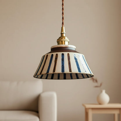 Hussein Vintage Hand-painted Ceramic Pendant Light