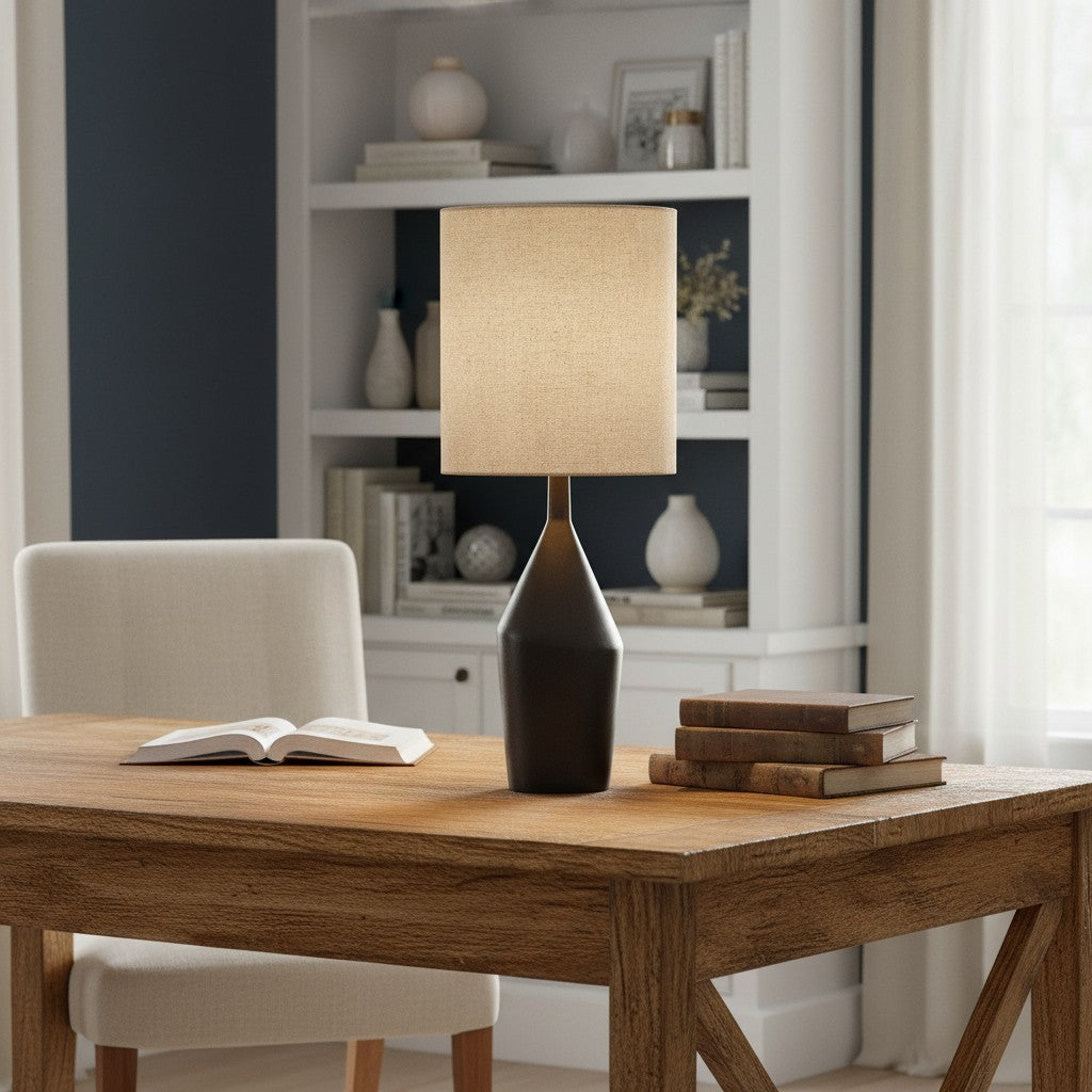 Daphne Vintage Ceramic Linen Shade Table Lamp