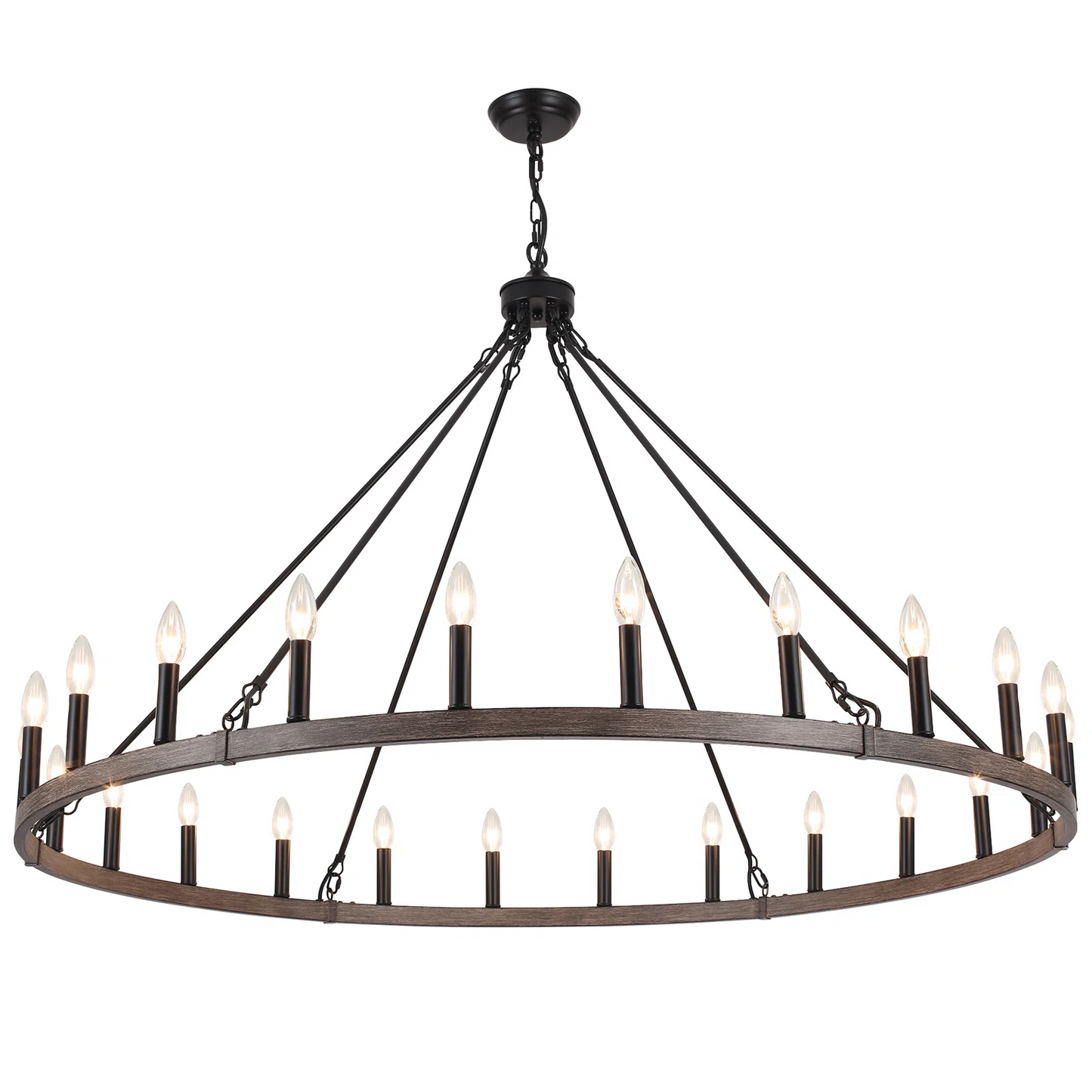 Raeth Farmhouse 24 Lights Wagon Wheel Candle Style Chandelier