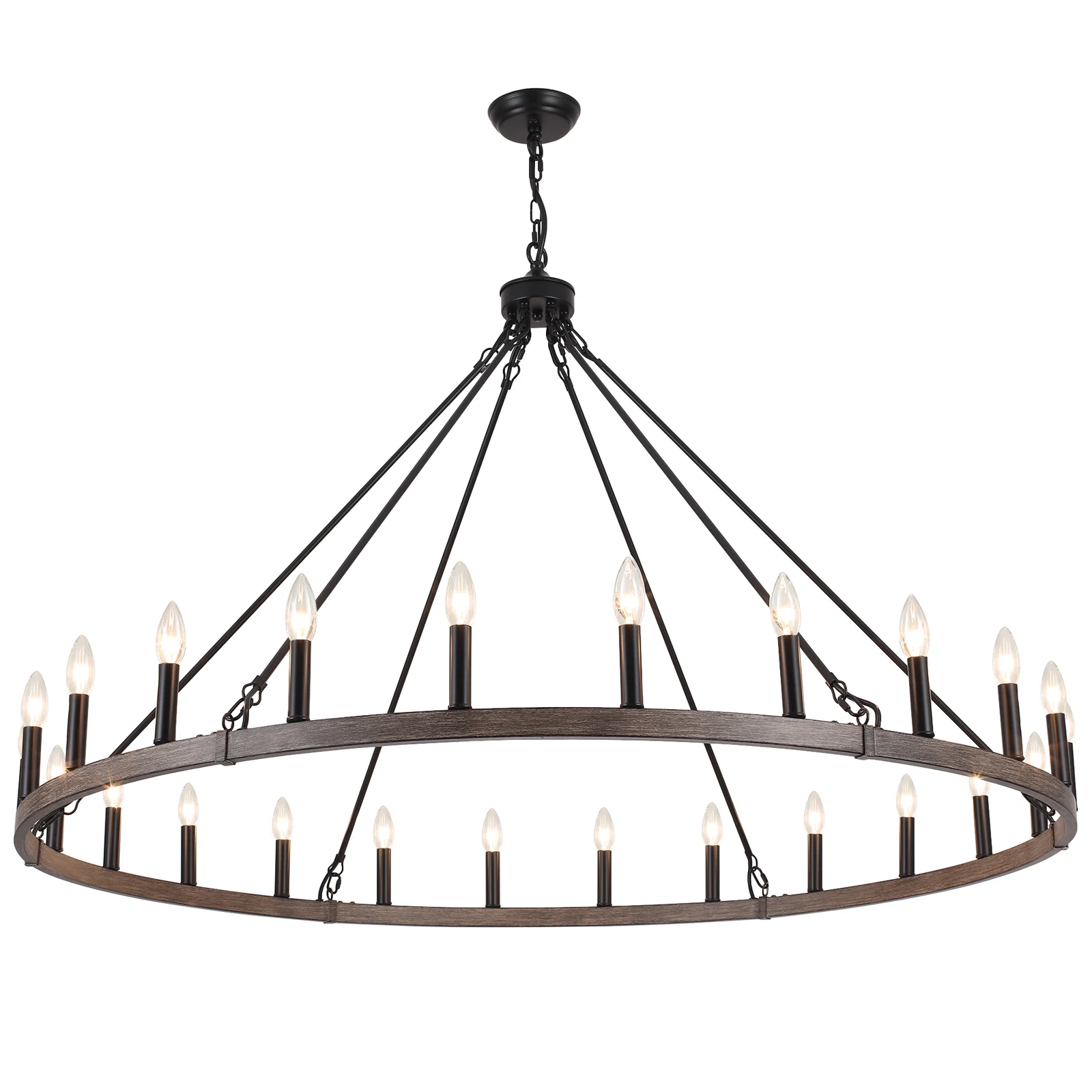 Raeth Farmhouse 24 Lights Wagon Wheel Candle Style Chandelier
