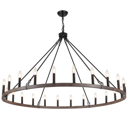 Raeth Farmhouse 24 Lights Wagon Wheel Candle Style Chandelier