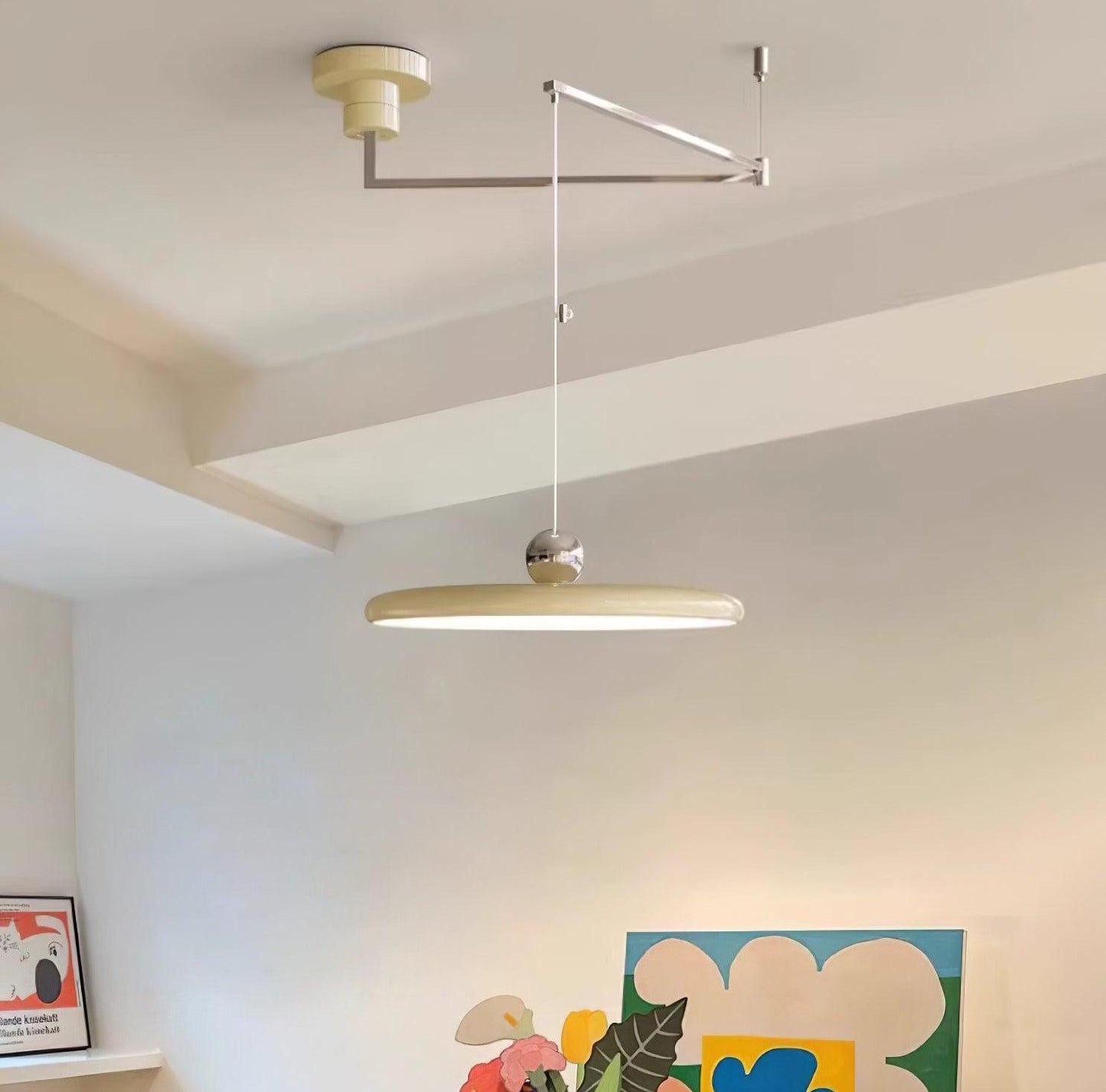 Delphin Colorful Swing Arm Flying Saucer Pendant Light