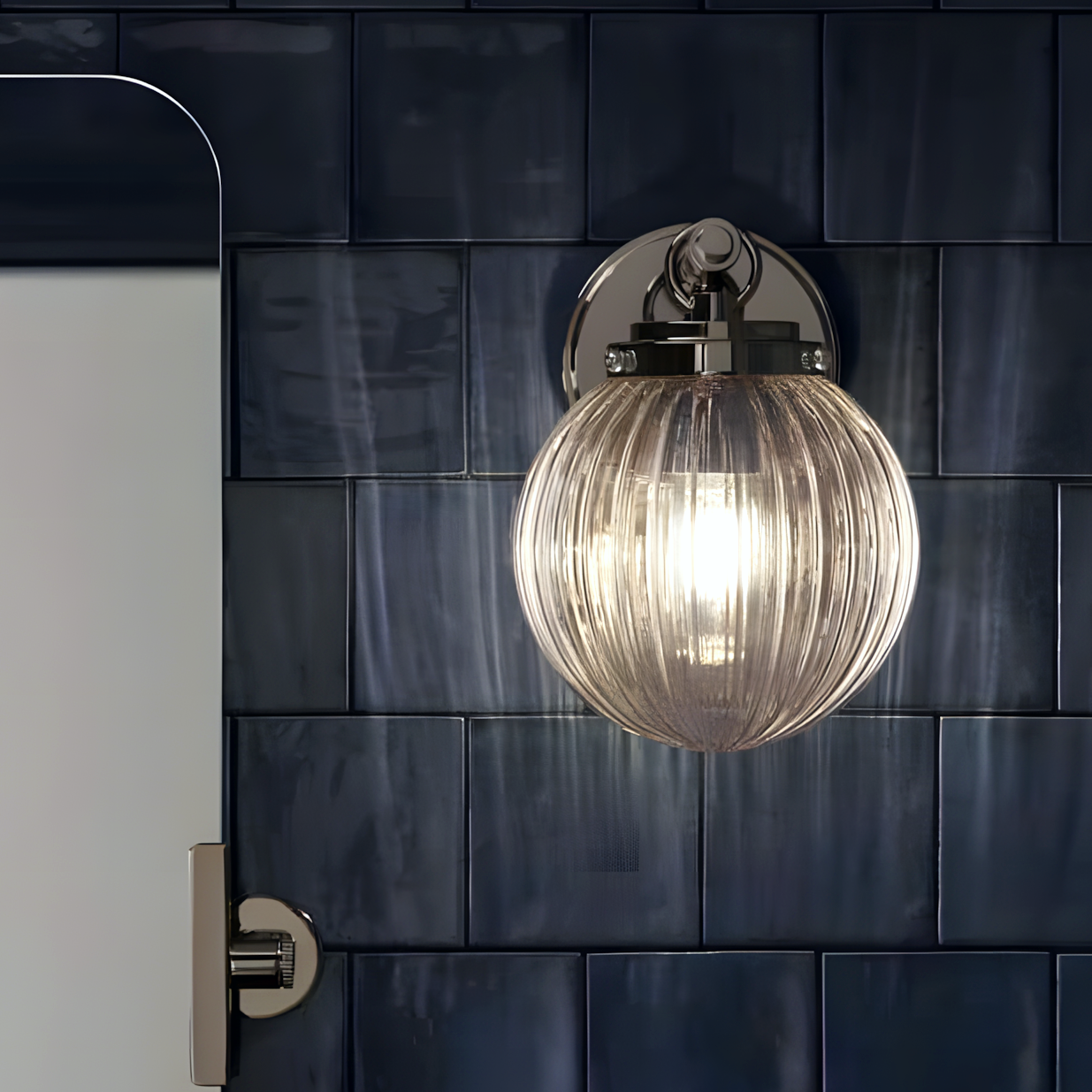 Briar Rustic Cooper Ribbed Glass Globe Sconce