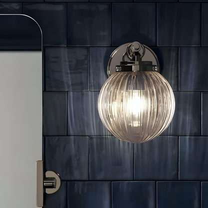 Briar Rustic Cooper Ribbed Glass Globe Sconce